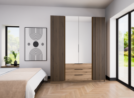 Schrank Kaja 2LAM 2 3S - Evoke Eiche/Evoke Eiche/Schwarz