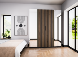 Schrank Kaja 2 2LAM - schwarz/Eiche Evoke/schwarz