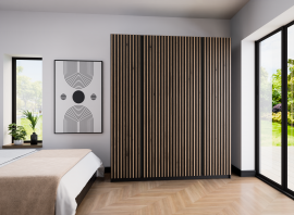 Schrank Kaja 4LAM - schwarz/Eiche Evoke/schwarz