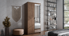 Kleiderschrank Elena DL02 mit Spiegel - Eiche Lefkas