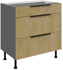 Unterschrank Cremona - Eiche/Anthrazit - 80 D 3S BB