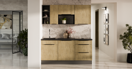 Küchenzeile Cremona 180 cm - Eiche/Anthrazit - 1 Set