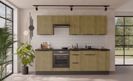 Küchenzeile Cremona 260 cm - Eiche/Anthrazit - 2 Sets