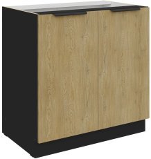 Unterschrank Cremona - Eiche/Schwarz - 80 D 2F BB