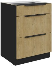 Unterschrank Cremona - Eiche/Schwarz - 60 D 3S BB