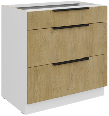 Unterschrank Cremona - Eiche/Weiß - 80 D 3S BB 