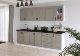 Küchenzeile Stilo - сlaygrey/weiß - 260 cm - 1 Set