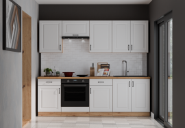 Küchenzeile Stilo - weiß/Eiche Artisan - 240 cm - 1 Set