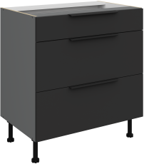 Unterschrank Aria - schwarz/Anthrazit - 80 D 3S BB