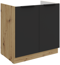 Unterschrank Aria - schwarz/Artisan Eiche - 80 ZL 2F BB