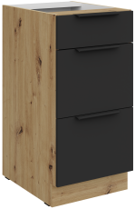 Unterschrank Aria - schwarz/Artisan Eiche - 40 D 3S BB