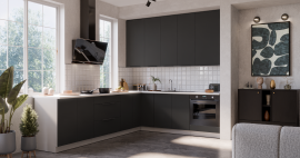 Küchenzeile Aria - schwarz/weiß