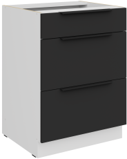 Unterschrank Aria - schwarz/weiß - 60 D 3S BB