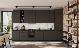 Küchenzeile Aria - grau/schwarz