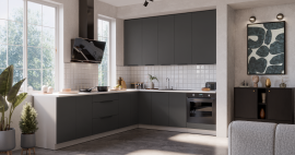 Küchenzeile Aria - grau/weiß