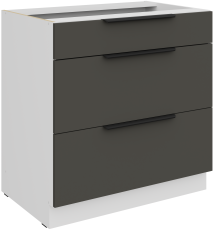 Unterschrank Aria - grau/weiß - 80 D 3S BB