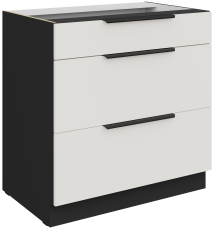 Unterschrank Aria - weiß/schwarz - 80 D 3S BB
