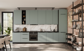 Küchenzeile Aria - Aquamarin/Schwarz