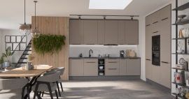 Küchenzeile Aria - sandgrau/anthrazit