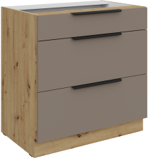 Unterschrank Aria - Sandgrau/Artisan Eiche - 80 D 3S BB