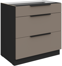 Unterschrank Aria - Sandgrau/Schwarz - 80 D 3S BB