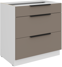 Unterschrank Aria - Sandgrau/Weiß - 80 D 3S BB