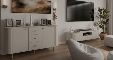Stolarz Lempert - RTV-Kommode 2F1S Ovalio – Sandbeige