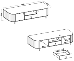 Stolarz Lempert - RTV-Kommode 2F1S Ovalio – Sandbeige