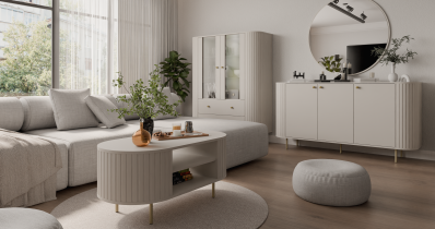 Stolarz Lempert - Vitrine 2F2S Ovalio – sandbeige