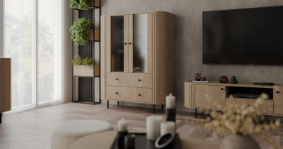 Stolarz Lempert - RTV-Kommode 2F1S Ovalio – Eiche Cremona