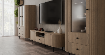 Stolarz Lempert - RTV-Kommode 2F1S Ovalio – Eiche Cremona