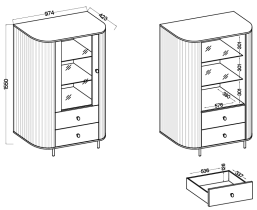 Stolarz Lempert - Vitrine 1F2S Ovalio – Cremona Eiche