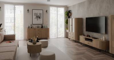Stolarz Lempert - Vitrine 2F2S Ovalio – Cremona Eiche