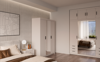 Stolarz Lempert - Kleiderschrank Elena BP03 mit Spiegel – sandbeige