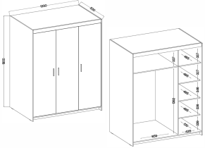 Stolarz Lempert - Kleiderschrank Elena BP03 mit Spiegel – sandbeige