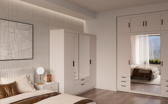 Stolarz Lempert - Kleiderschrank Elena BP04 mit Spiegel – Sandbeige
