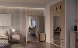 Kleiderschrank Elena 2D mit Spiegel – geölte Eiche