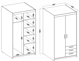 Stolarz Lempert - Garderobenschrank Elena DO02 3S – geölte Eiche
