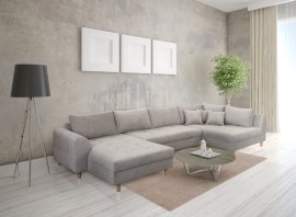 Ecksofa Ariella U Form - Stoffe Aragon, Cashemire