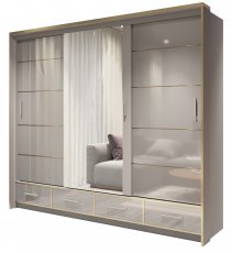 Kleiderschrank mit Schiebetüren Sevilla LED 250 - grau