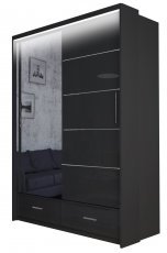 Kleiderschrank mit Schiebetüren Sycylia LED 150 - schwarz