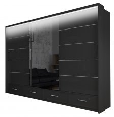 Kleiderschrank mit Schiebetüren Sycylia LED 250 - schwarz