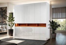 Kleiderschrank Laura 240 cm - Weiß Hochglanz