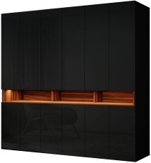 Kleiderschrank Laura 240 cm - Schwarz Hochglanz