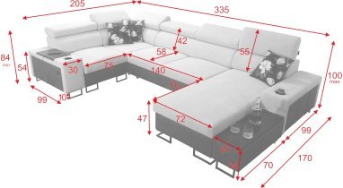 Brattex - Wohnlandschaft in U-Form Melody IV Mini