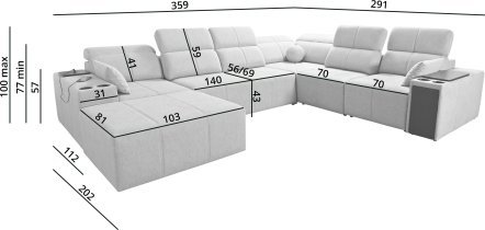 Brattex - Wohnlandschaft in U-Form Mindy VIII