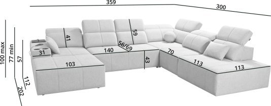 Brattex - Wohnlandschaft in U-Form Mindy X