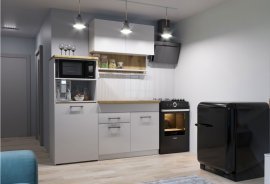 Multifunktionale Küche Sense - 160 cm - grau/Artisan Eiche