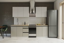 Küchenzeile Alfa 200 cm - Nimfea Alba/Steingrau