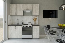 Küche Modest 180 cm - stone grey/artwood light